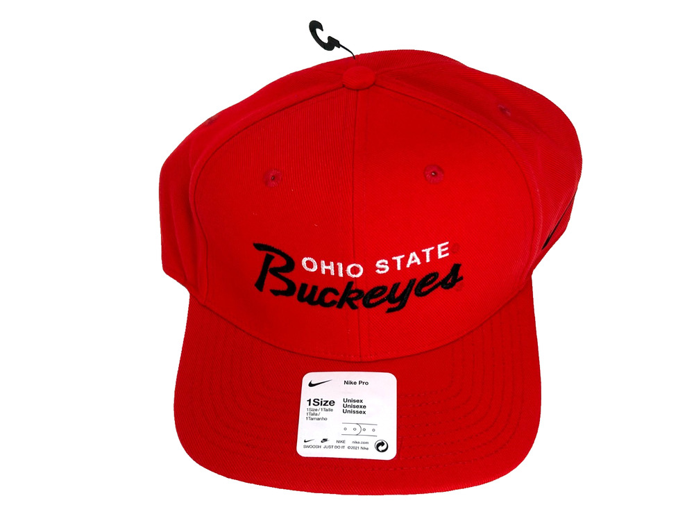 Nike Ohio State Buckeyes Pro Hat Cap Adult Script Red Snapback Adjustable NEW!